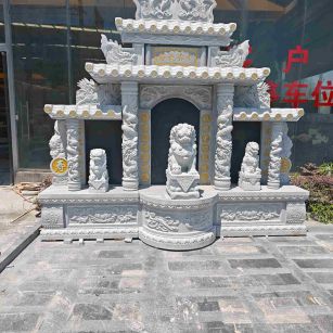 通化芝麻白中国黑石材套墓 花岗岩墓碑