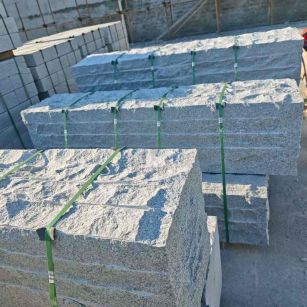 通化芝麻白自然面整石 坐凳